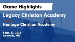 Legacy Christian Academy vs Heritage Christian Academy  Game Highlights - Sept. 22, 2022