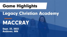 Legacy Christian Academy vs MACCRAY  Game Highlights - Sept. 23, 2022