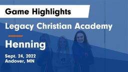Legacy Christian Academy vs Henning  Game Highlights - Sept. 24, 2022