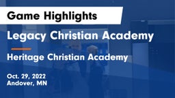 Legacy Christian Academy vs Heritage Christian Academy  Game Highlights - Oct. 29, 2022