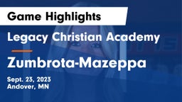 Legacy Christian Academy vs Zumbrota-Mazeppa  Game Highlights - Sept. 23, 2023