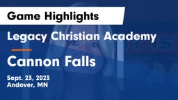 Legacy Christian Academy vs Cannon Falls  Game Highlights - Sept. 23, 2023