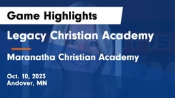 Legacy Christian Academy vs Maranatha Christian Academy Game Highlights - Oct. 10, 2023