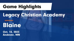 Legacy Christian Academy vs Blaine  Game Highlights - Oct. 14, 2023