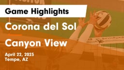Corona del Sol  vs Canyon View  Game Highlights - April 22, 2023