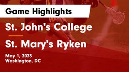 St. John's College  vs St. Mary's Ryken  Game Highlights - May 1, 2023