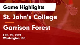 St. John's College  vs Garrison Forest Game Highlights - Feb. 28, 2024