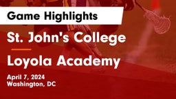 St. John's College  vs Loyola Academy Game Highlights - April 7, 2024