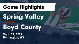 Spring Valley  vs Boyd County  Game Highlights - Sept. 27, 2022