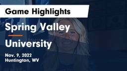 Spring Valley  vs University  Game Highlights - Nov. 9, 2022