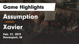Assumption  vs Xavier  Game Highlights - Feb. 21, 2019