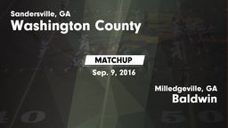 Matchup: Washington County vs. Baldwin  2016