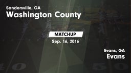 Matchup: Washington County vs. Evans  2016