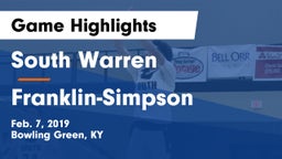 South Warren  vs Franklin-Simpson  Game Highlights - Feb. 7, 2019