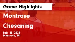 Montrose  vs Chesaning  Game Highlights - Feb. 18, 2022