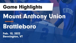 Mount Anthony Union  vs Brattleboro Game Highlights - Feb. 10, 2022