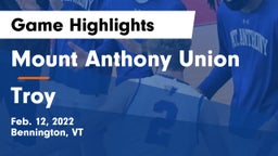 Mount Anthony Union  vs Troy  Game Highlights - Feb. 12, 2022