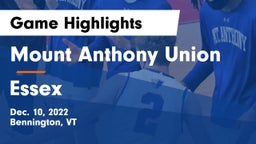 Mount Anthony Union  vs Essex  Game Highlights - Dec. 10, 2022