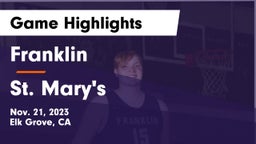 Franklin  vs St. Mary's  Game Highlights - Nov. 21, 2023