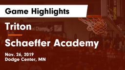 Triton  vs Schaeffer Academy Game Highlights - Nov. 26, 2019