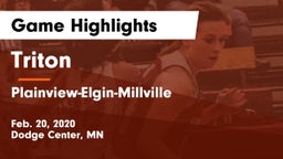 Triton  vs Plainview-Elgin-Millville  Game Highlights - Feb. 20, 2020