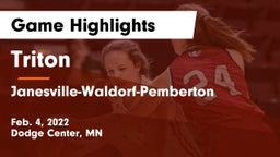 Triton  vs Janesville-Waldorf-Pemberton  Game Highlights - Feb. 4, 2022