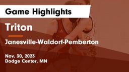 Triton  vs Janesville-Waldorf-Pemberton  Game Highlights - Nov. 30, 2023