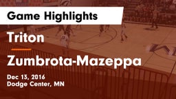 Triton  vs Zumbrota-Mazeppa Game Highlights - Dec 13, 2016