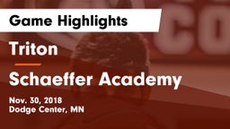 Triton  vs Schaeffer Academy Game Highlights - Nov. 30, 2018