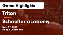 Triton  vs Schaeffer academy Game Highlights - Nov. 29, 2019