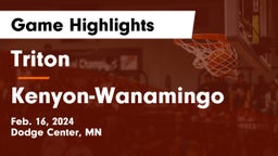Triton  vs Kenyon-Wanamingo  Game Highlights - Feb. 16, 2024