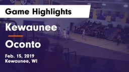 Kewaunee  vs Oconto  Game Highlights - Feb. 15, 2019