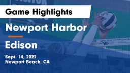 Newport Harbor  vs Edison  Game Highlights - Sept. 14, 2022