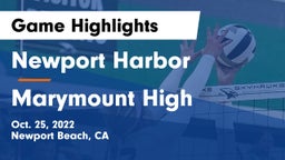 Newport Harbor  vs Marymount High Game Highlights - Oct. 25, 2022