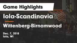 Iola-Scandinavia  vs Wittenberg-Birnamwood  Game Highlights - Dec. 7, 2018