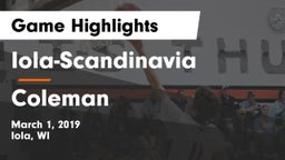Iola-Scandinavia  vs Coleman  Game Highlights - March 1, 2019