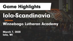 Iola-Scandinavia  vs Winnebago Lutheran Academy  Game Highlights - March 7, 2020