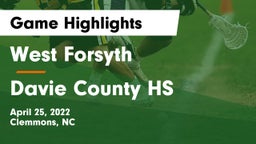 West Forsyth  vs Davie County HS Game Highlights - April 25, 2022