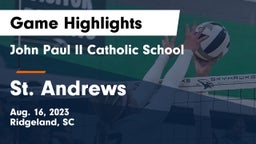 John Paul II Catholic School vs St. Andrews  Game Highlights - Aug. 16, 2023