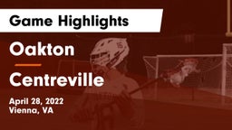 Oakton  vs Centreville  Game Highlights - April 28, 2022