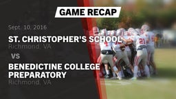 Recap: St. Christopher's School vs. Benedictine College Preparatory  2016