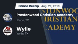 Recap: Prestonwood Christian Academy vs. Wylie  2019