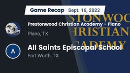 Recap: Prestonwood Christian Academy - Plano vs. All Saints Episcopal School 2022