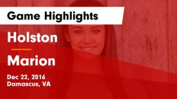 Holston  vs Marion  Game Highlights - Dec 22, 2016