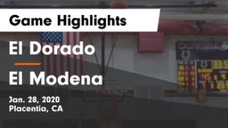 El Dorado  vs El Modena Game Highlights - Jan. 28, 2020