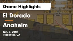 El Dorado  vs Anaheim Game Highlights - Jan. 5, 2018