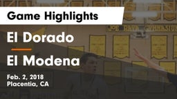 El Dorado  vs El Modena  Game Highlights - Feb. 2, 2018