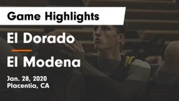 El Dorado  vs El Modena  Game Highlights - Jan. 28, 2020