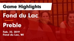 Fond du Lac  vs Preble  Game Highlights - Feb. 22, 2019