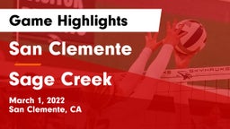 San Clemente  vs Sage Creek  Game Highlights - March 1, 2022